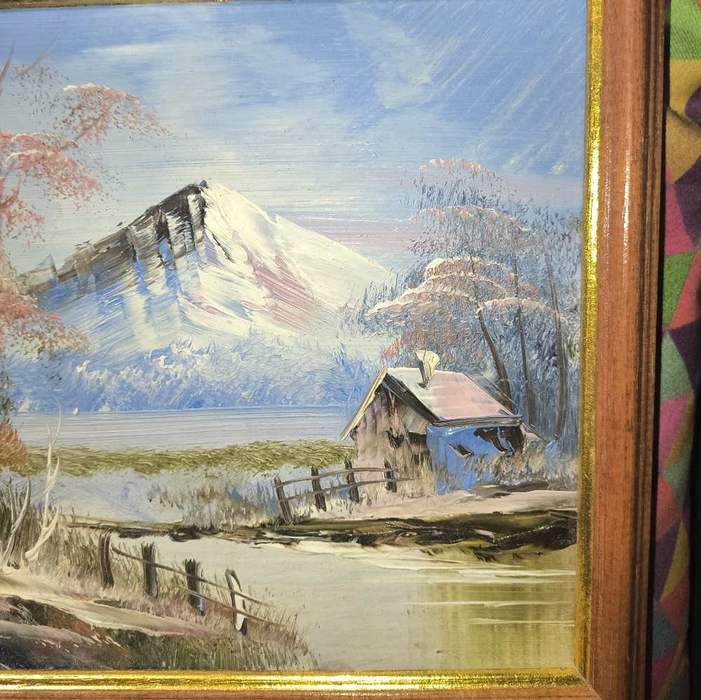 Colorful  Small Oil Painting, Framed Art.